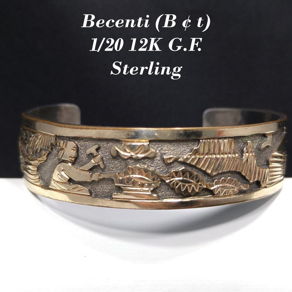Floyd & Lloyd Becenti Navajo Cuff Bracelet, Gold Filled Sterling